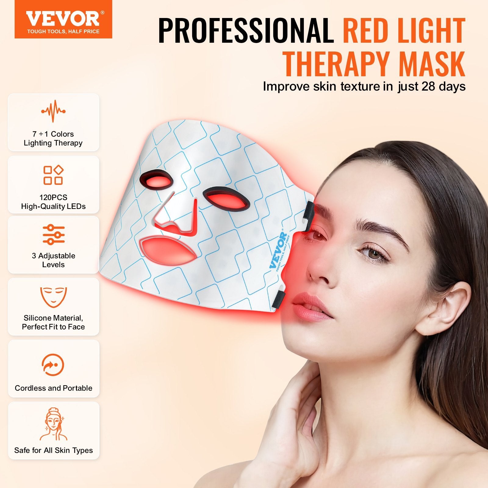 VEVOR 7-Color LED Light Therapy Mask